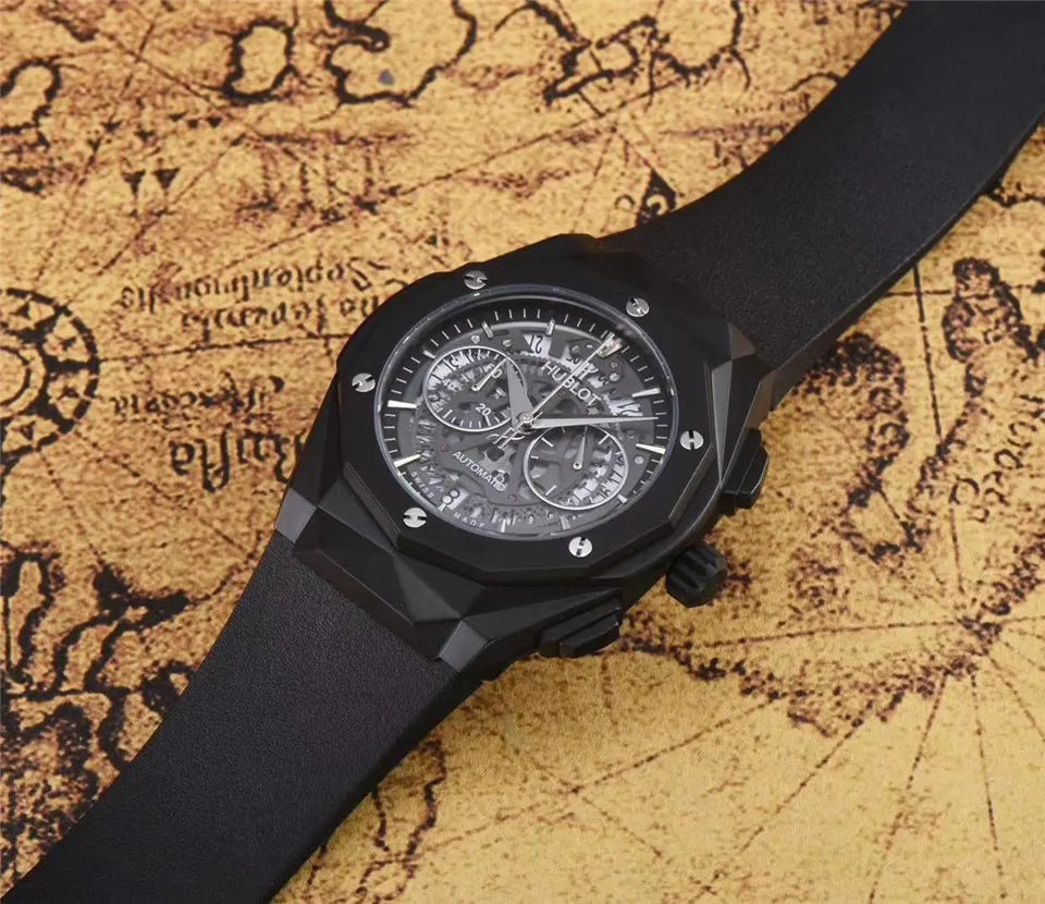 Hublot All Black Skeleton Watch - Hình 4