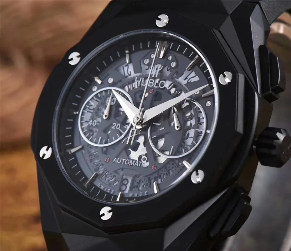 Hublot All Black Skeleton Watch