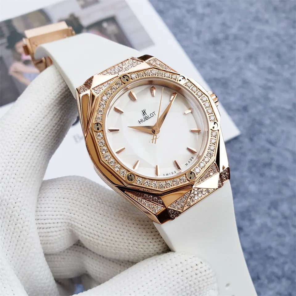 Hublot White Dial Diamond Bezel - Hình 4