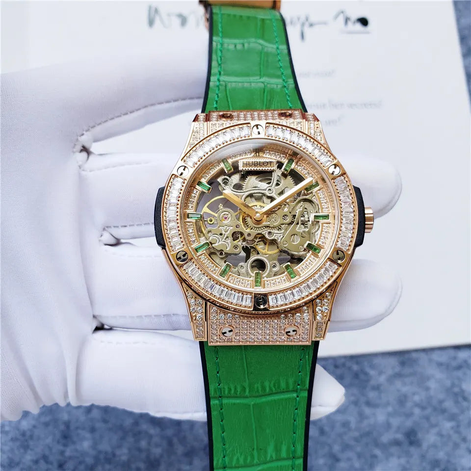 Hublot Green Strap Diamond Watch