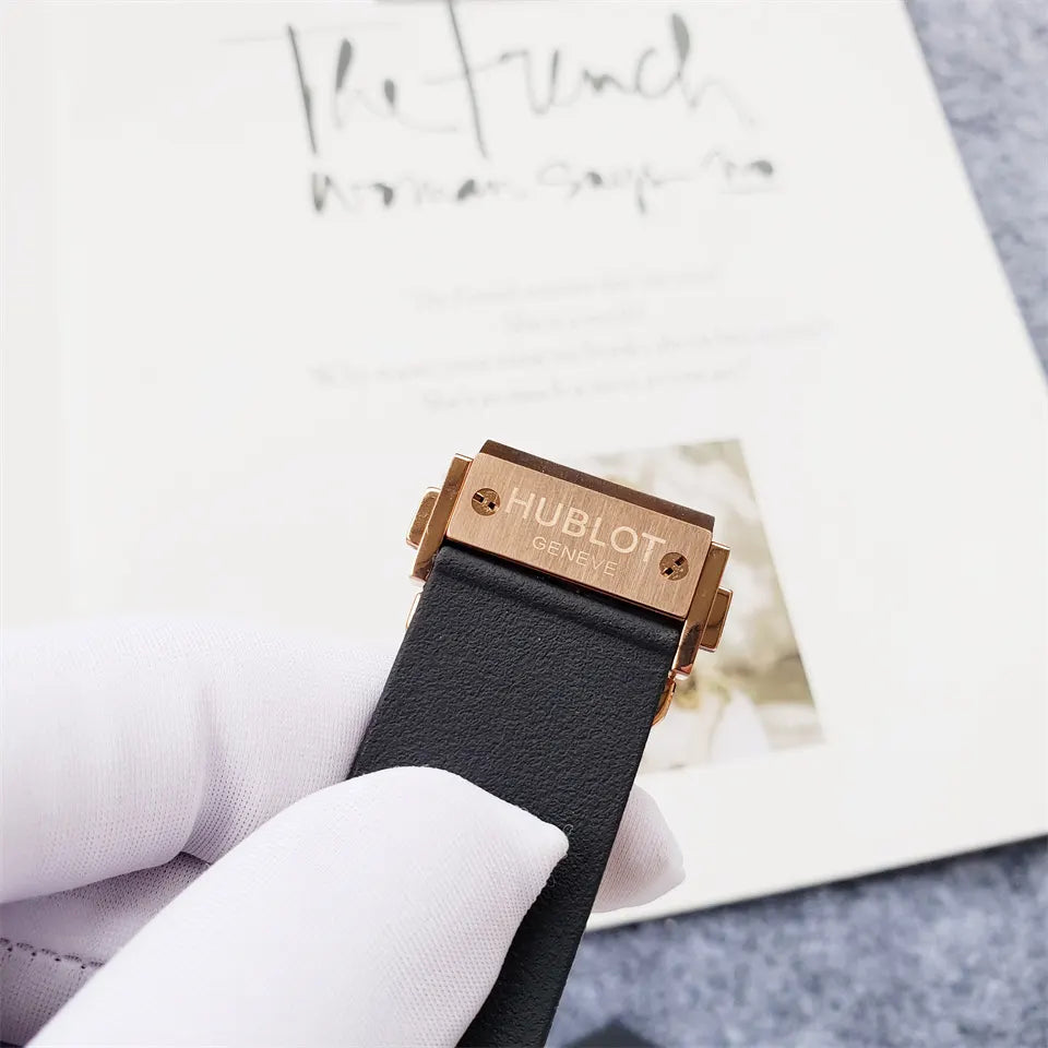 black Hublot Rose Gold Skeleton - Hình 4