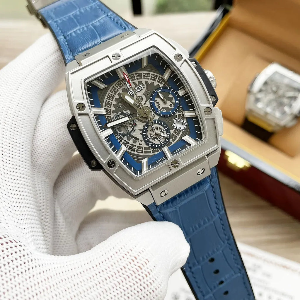 Hublot Blue Skeleton Chronograph