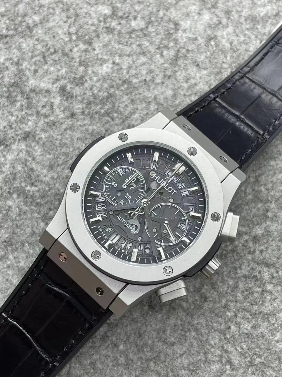 Hublot Grey Skeleton Leather