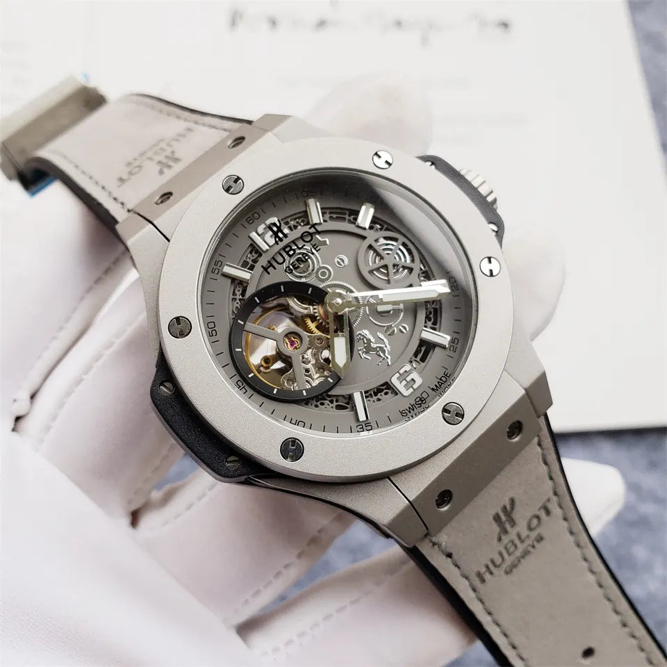 Hublot Titanium Skeleton Gray Leather - Hình 2
