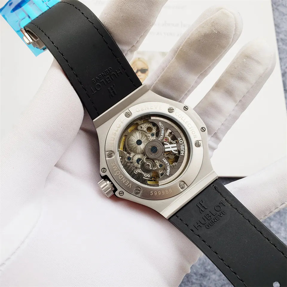 Hublot Titanium Skeleton Gray Leather - Hình 4
