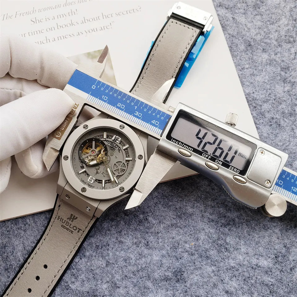 Hublot Titanium Skeleton Gray Leather