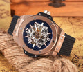 black Hublot Rose Gold Skeleton