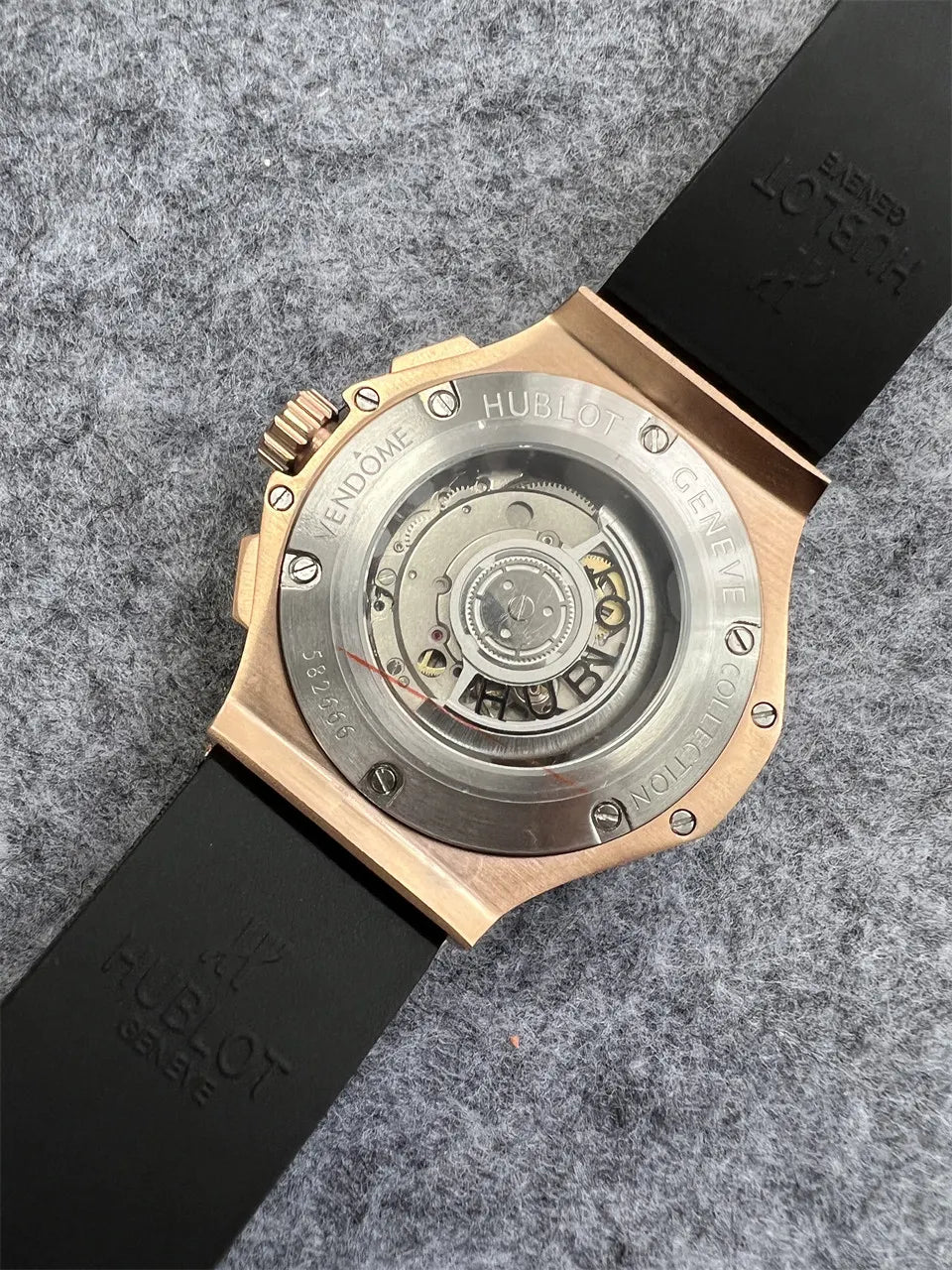 black Hublot Rose Gold Rubber - Hình 4