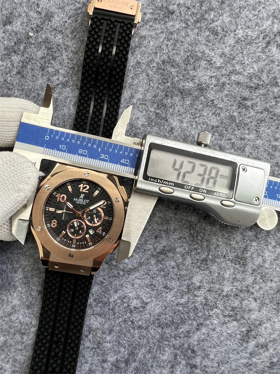 black Hublot Rose Gold Rubber - Hình 2