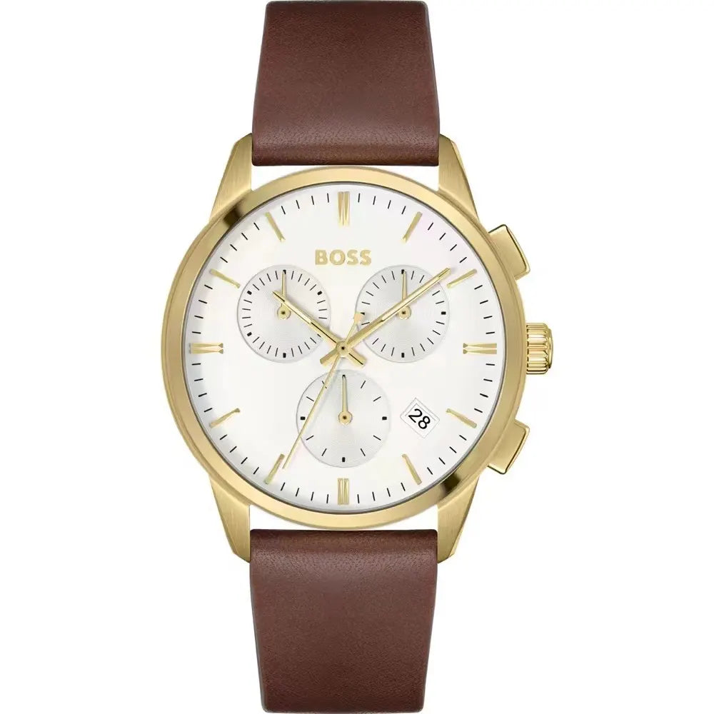 BOSS Gold Chronograph Leather