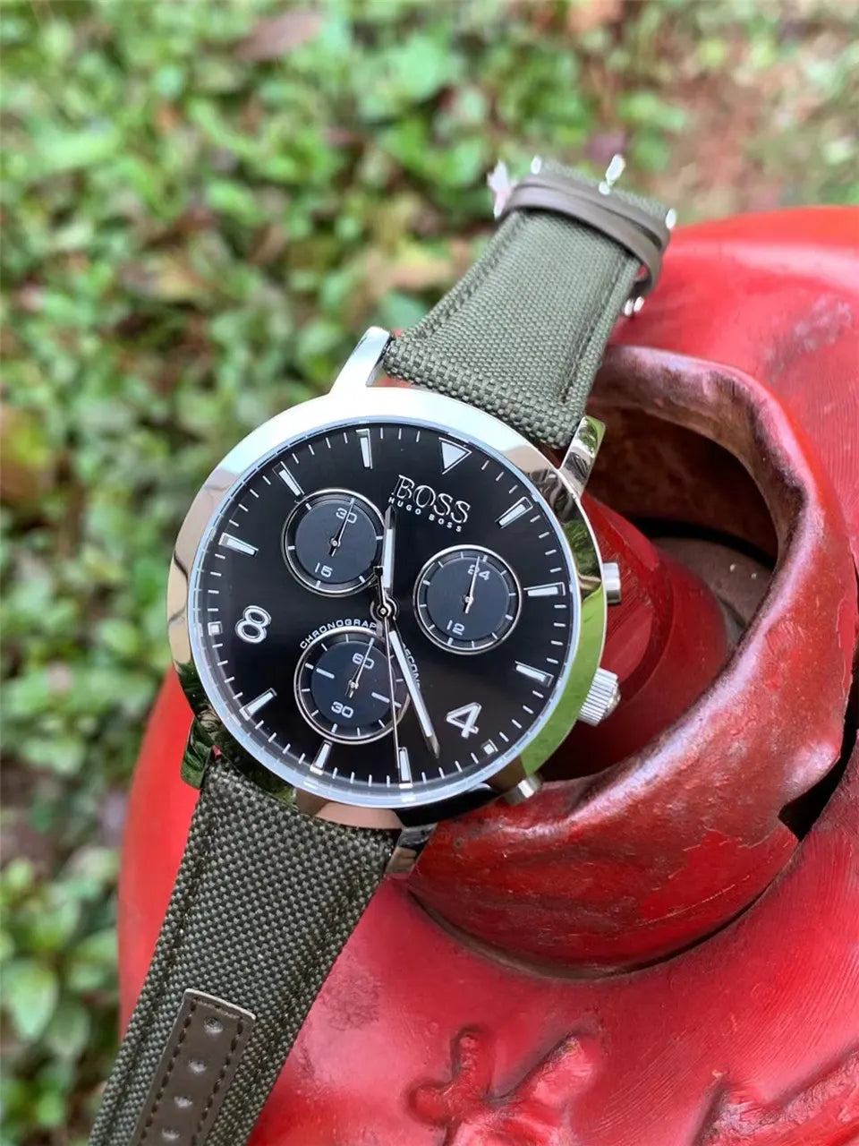 Hugo Boss Chronograph Olive Canvas - Hình 8