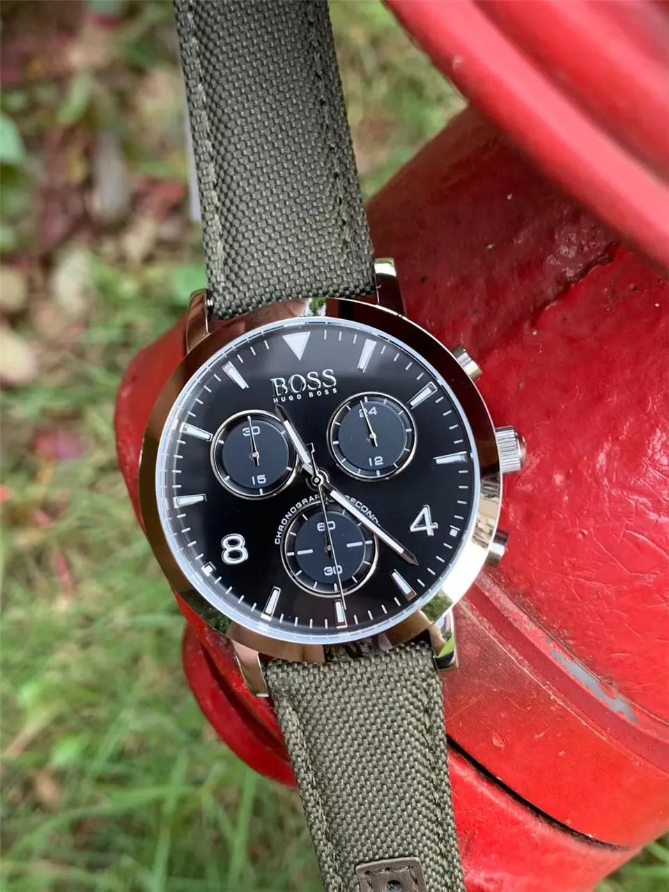 Hugo Boss Chronograph Olive Canvas - Hình 5