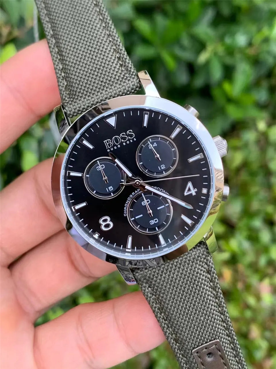 Hugo Boss Chronograph Olive Canvas - Hình 7