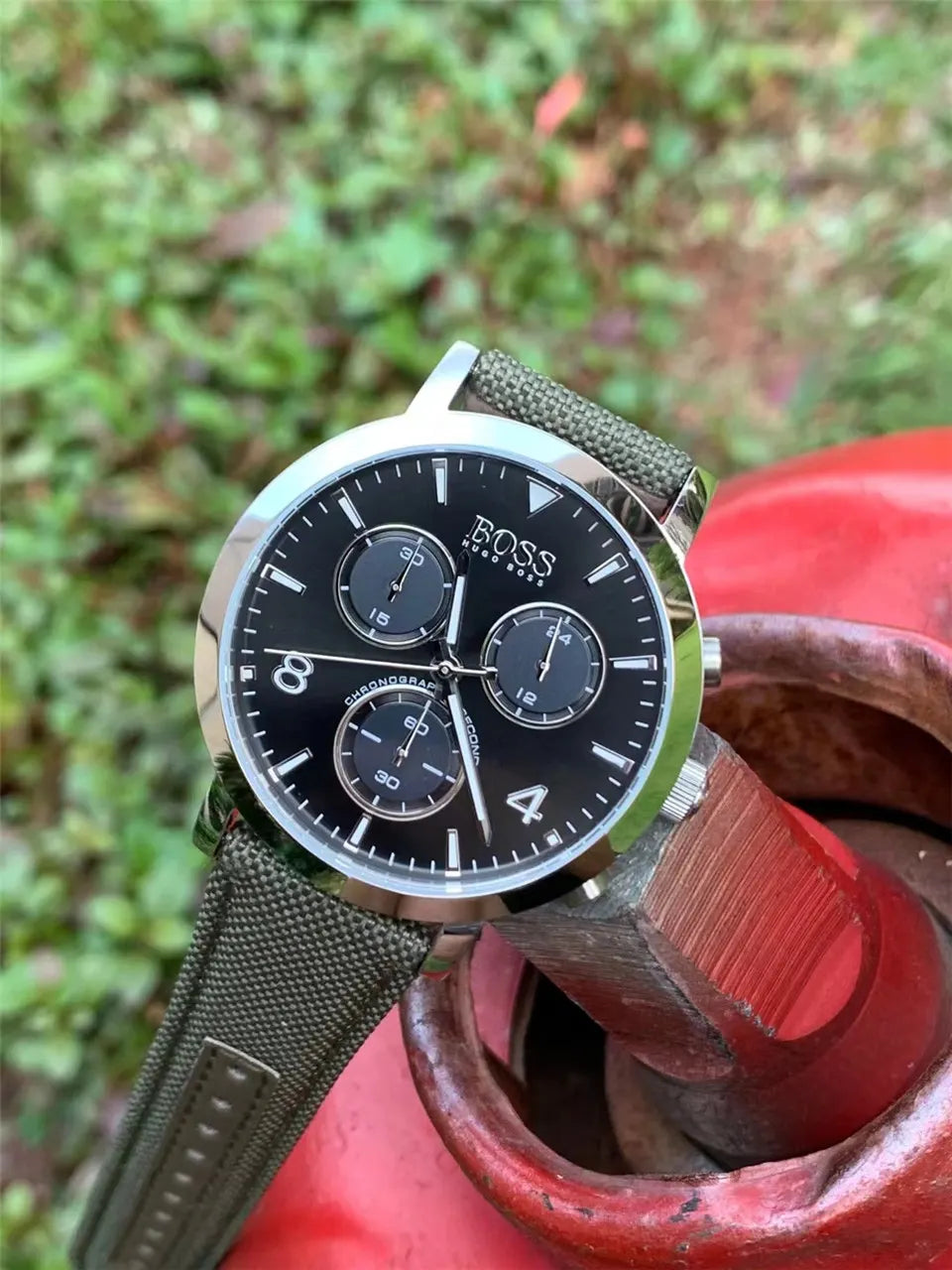 Hugo Boss Chronograph Olive Canvas - Hình 3