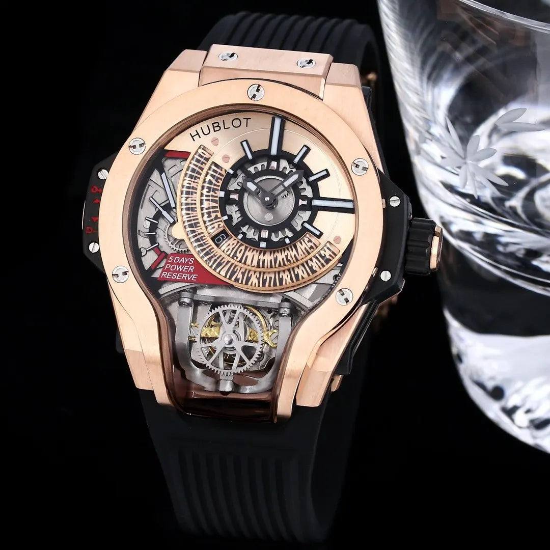 black Hublot Rose Gold Watch - Hình 5