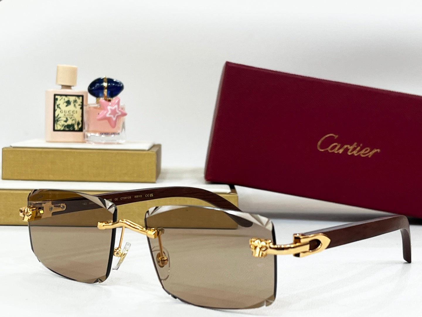 C DE RIMLESS RECTANGULAR FRAME SUNGLASSES CT0612S IN METAL