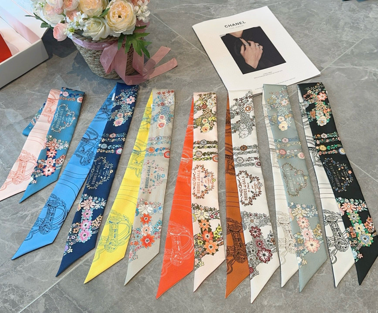 HERMES HERMES 25S SILK NECKERCHIEF 86 IN SILK 714376