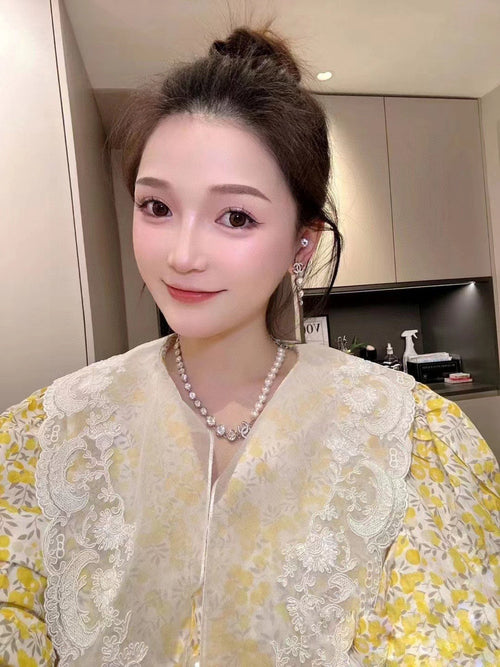 18K  Chanel Pearls Crystals Necklace