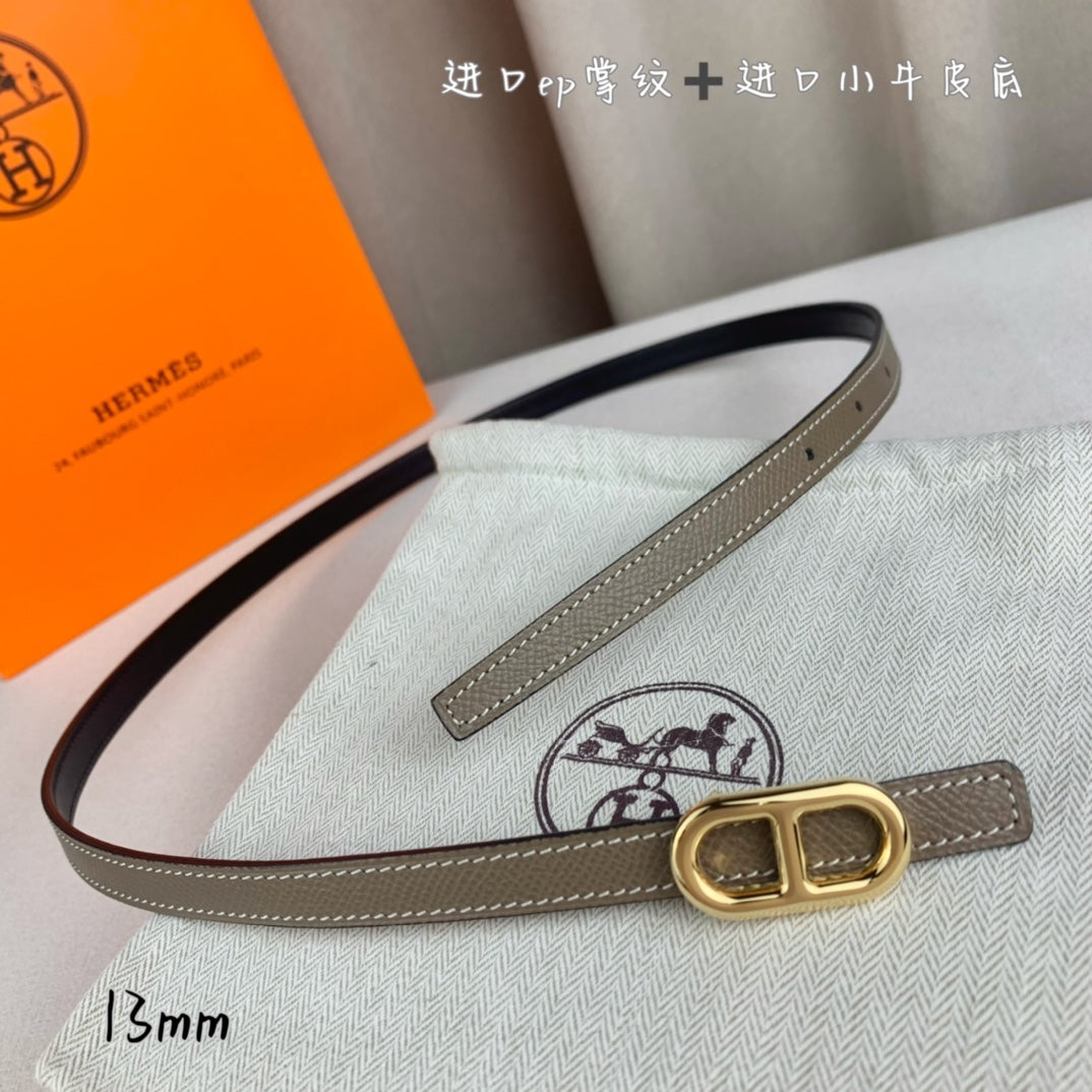 HERMES MAILLON H BELT BUCKLE & REVERSIBLE COFFEE BROWN LEATHER STRAP 13 MM SILVER HARDWARE