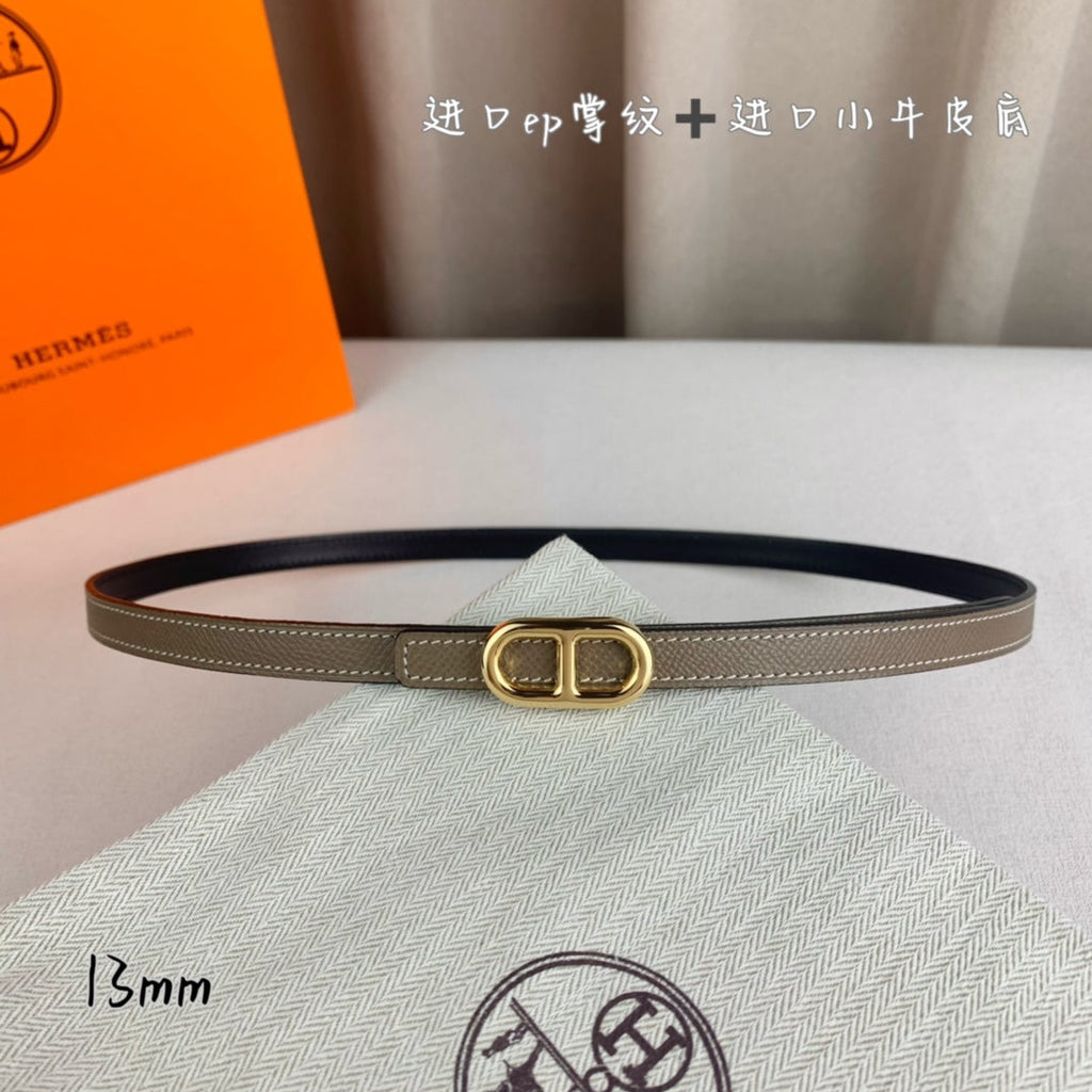 HERMES MAILLON H BELT BUCKLE & REVERSIBLE COFFEE BROWN LEATHER STRAP 13 MM SILVER HARDWARE