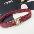 CHANEL DOUBLE 30MM STRETCH BELT IN RED CALFSKIN GOLD CHAIN BUCKLE CRYSTAL LOGO