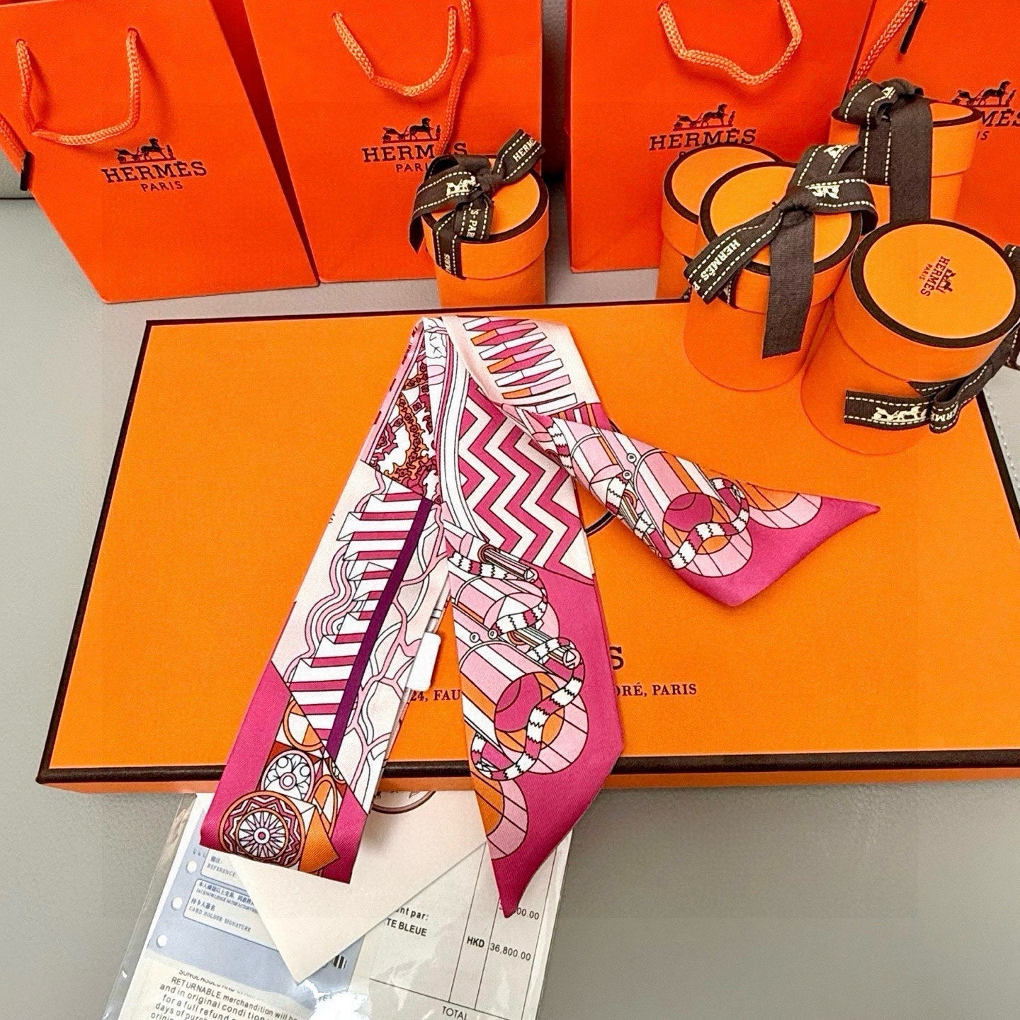 HERMES HERMES 25S SILK NECKERCHIEF 86 IN SILK 714347