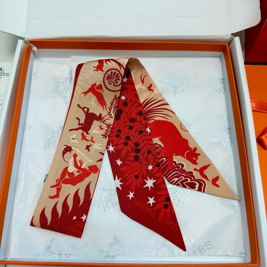 HERMES HERMES 25S SILK NECKERCHIEF 86 IN SILK 714352
