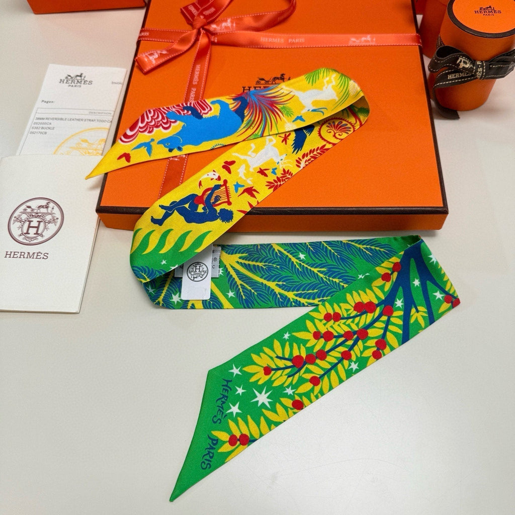 HERMES HERMES 25S SILK NECKERCHIEF 86 IN SILK 714355