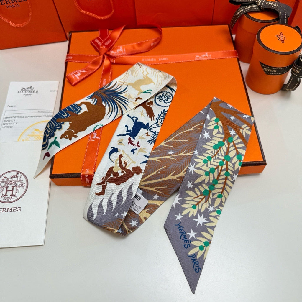 HERMES HERMES 25S SILK NECKERCHIEF 86 IN SILK 714356