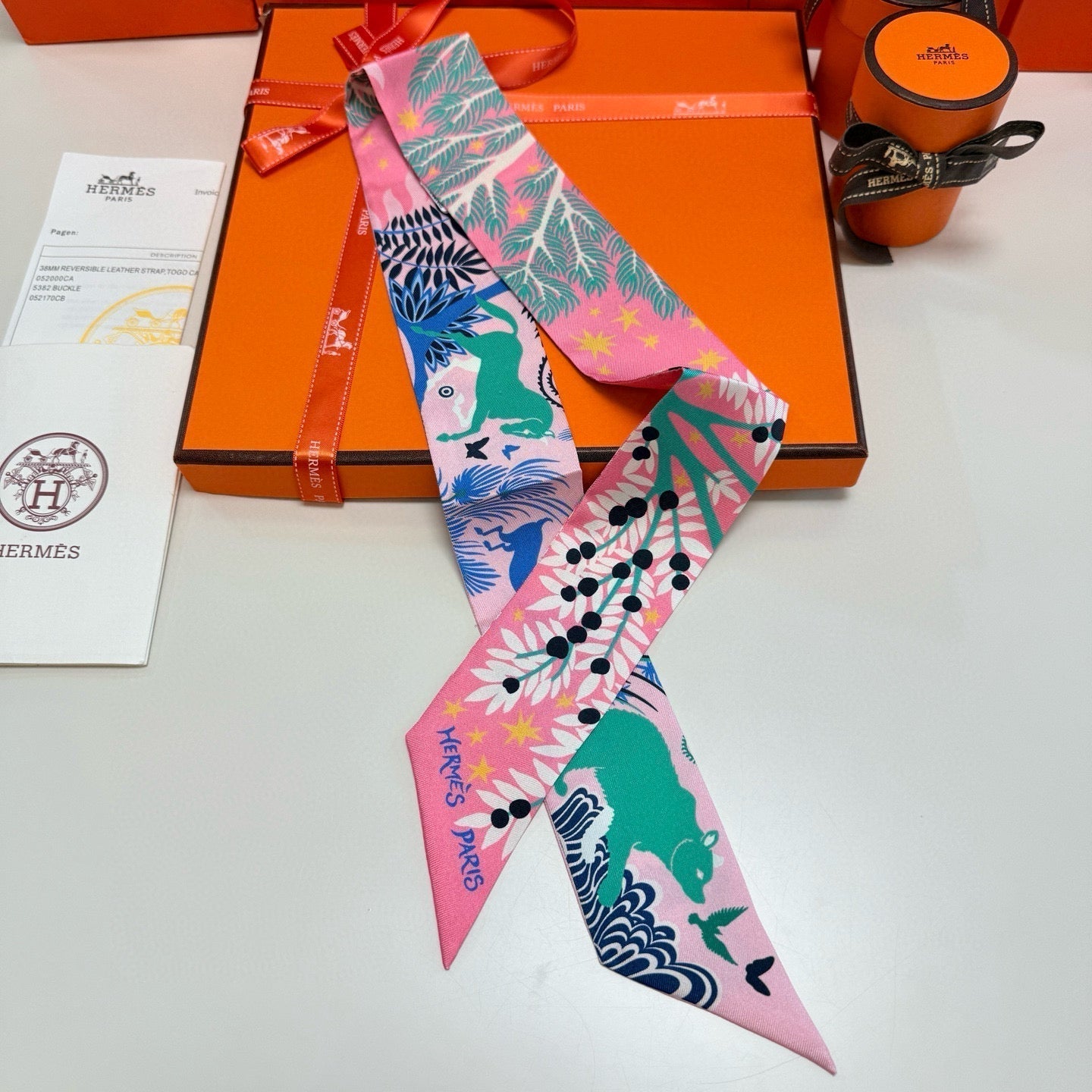 HERMES HERMES 25S SILK NECKERCHIEF 86 IN SILK 714357