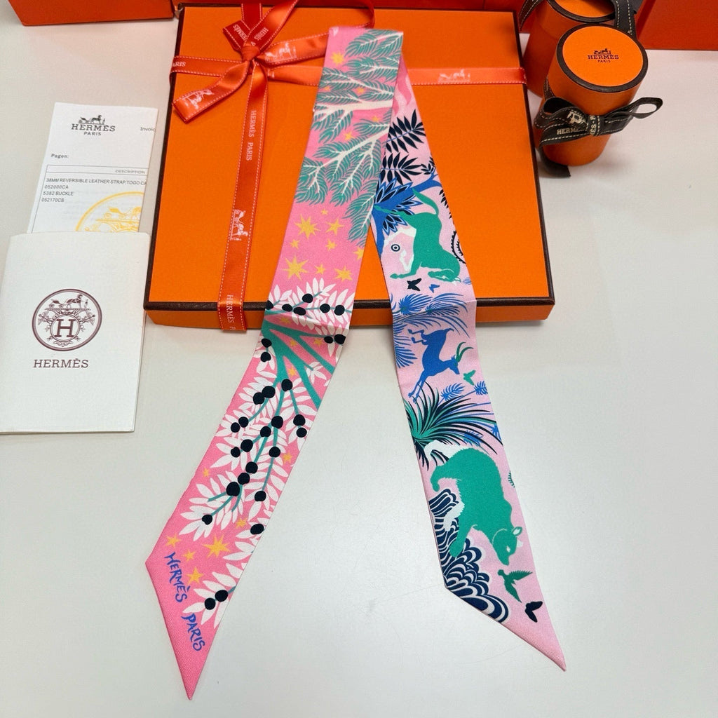 HERMES HERMES 25S SILK NECKERCHIEF 86 IN SILK 714357