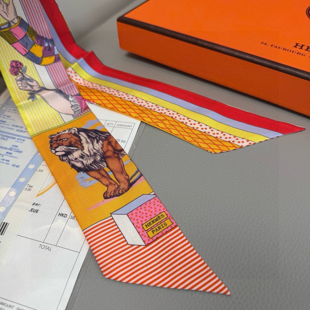 HERMES HERMES 25S SILK NECKERCHIEF 86 IN SILK 714360