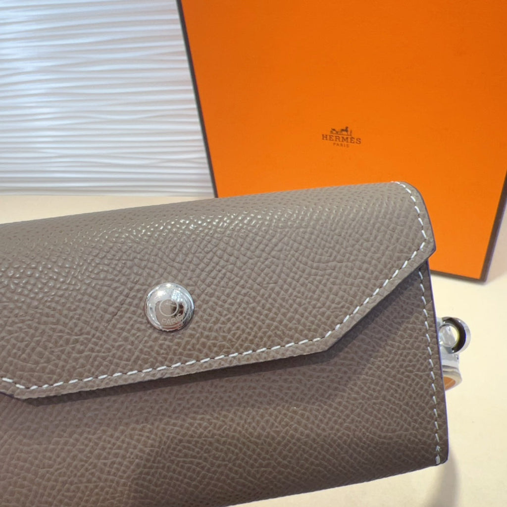 HERMES KELLY POCKET 18MM BELT CHOCOLATE BROWN LEATHER SILVER HARDWARE