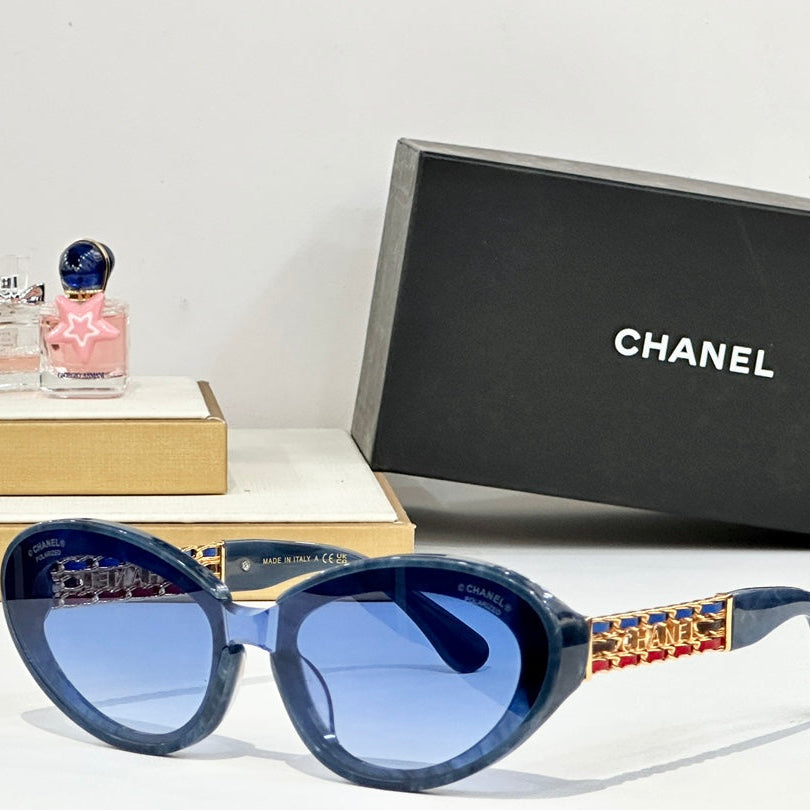 CHANEL CAT EYE SUNGLASSES CH5537Q IN ACETATE CHAIN METAL