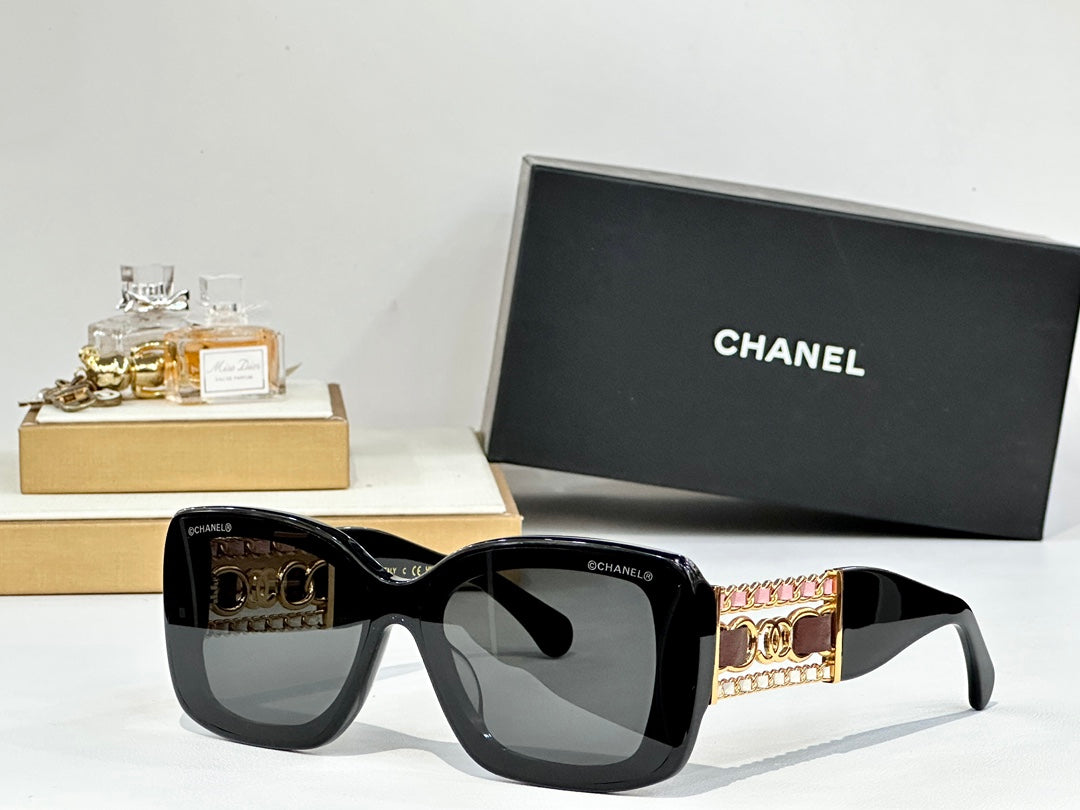 CHANEL SQUARE SUNGLASSES CH5537Q IN ACETATE CHAIN METAL