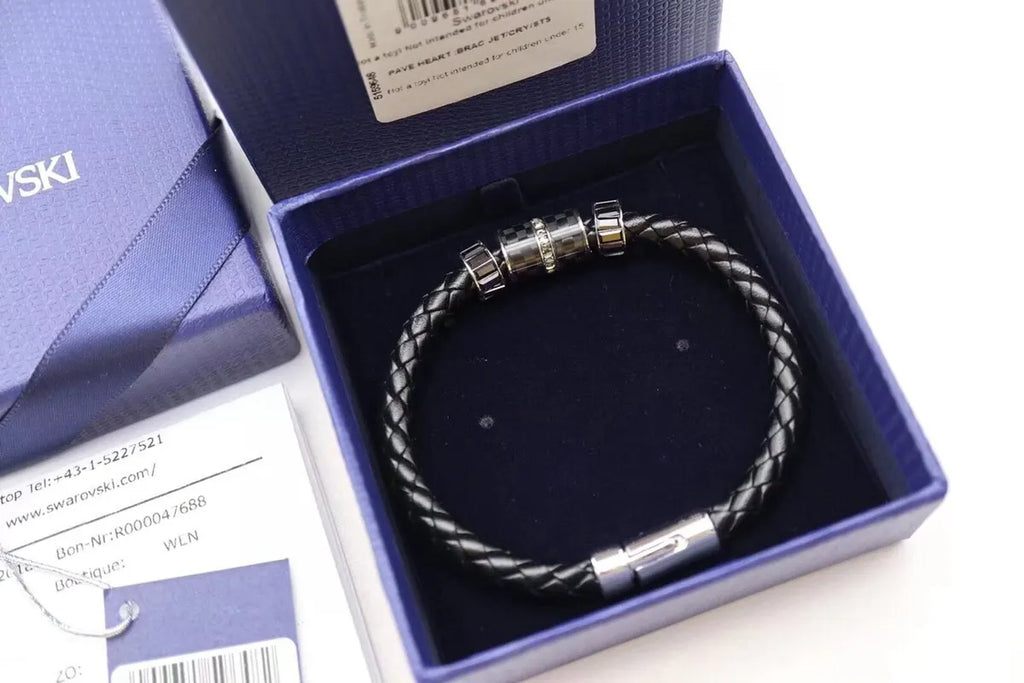 Premium Braided Leather Bracelet with Crystal Accents - Hình 7
