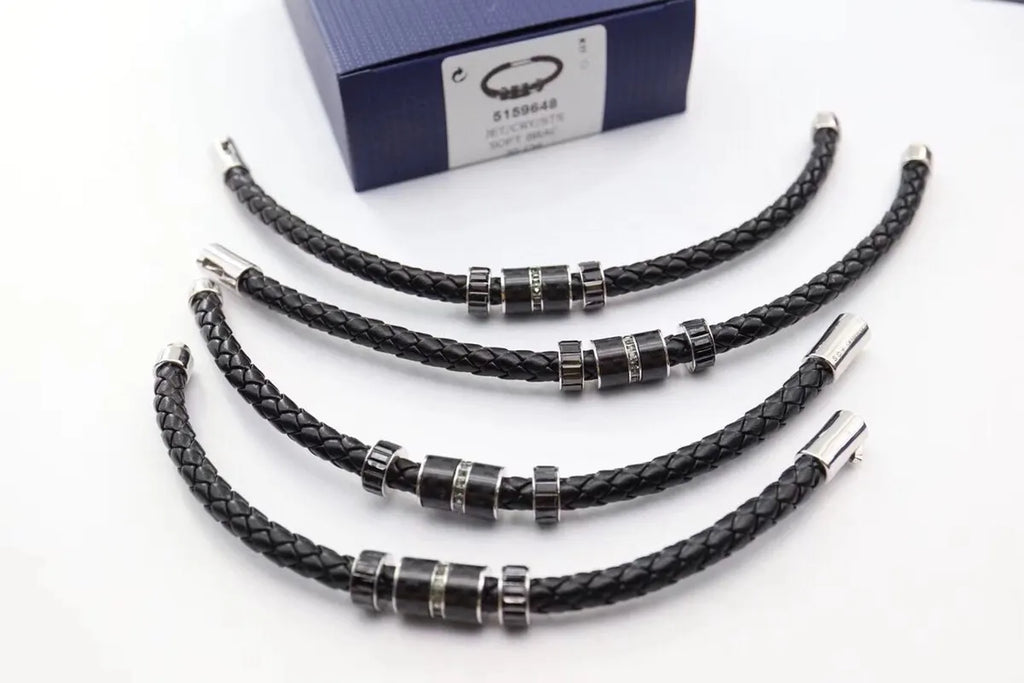 Premium Braided Leather Bracelet with Crystal Accents - Hình 8