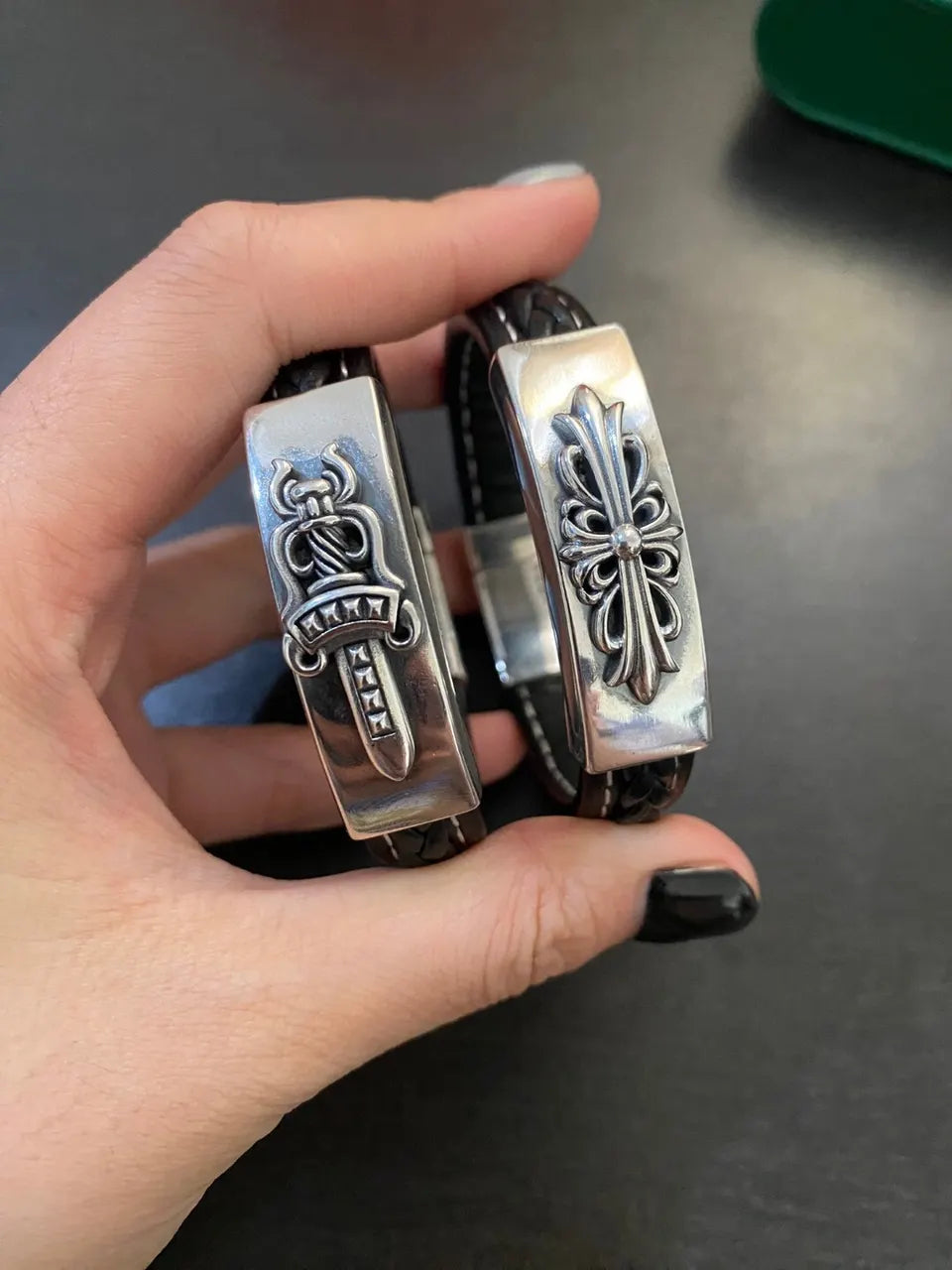 Chrome Hearts Style Leather Bracelet - Hình 3