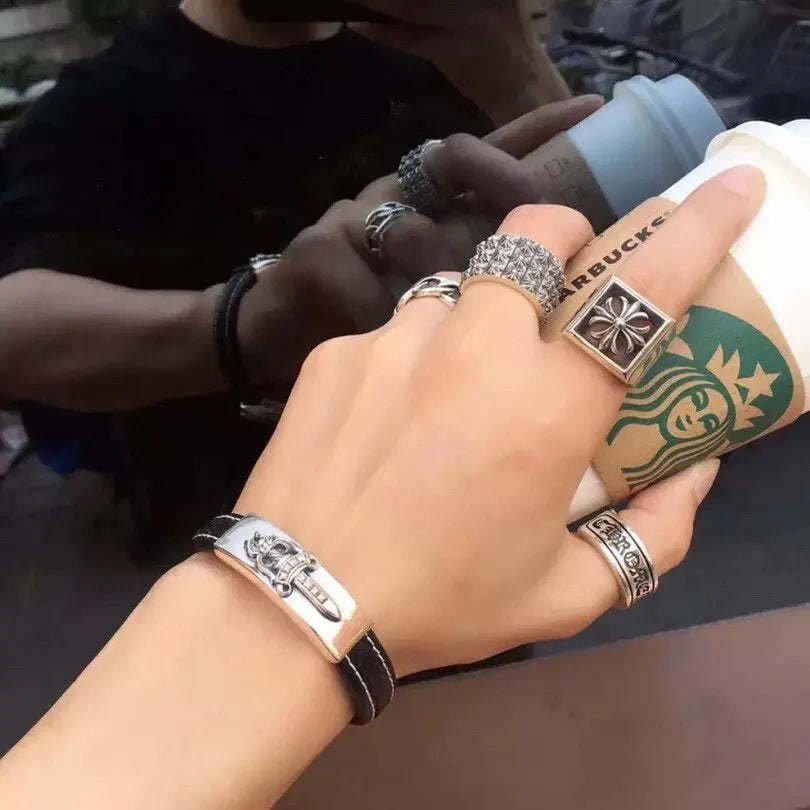 Chrome Hearts Style Leather Bracelet - Hình 4