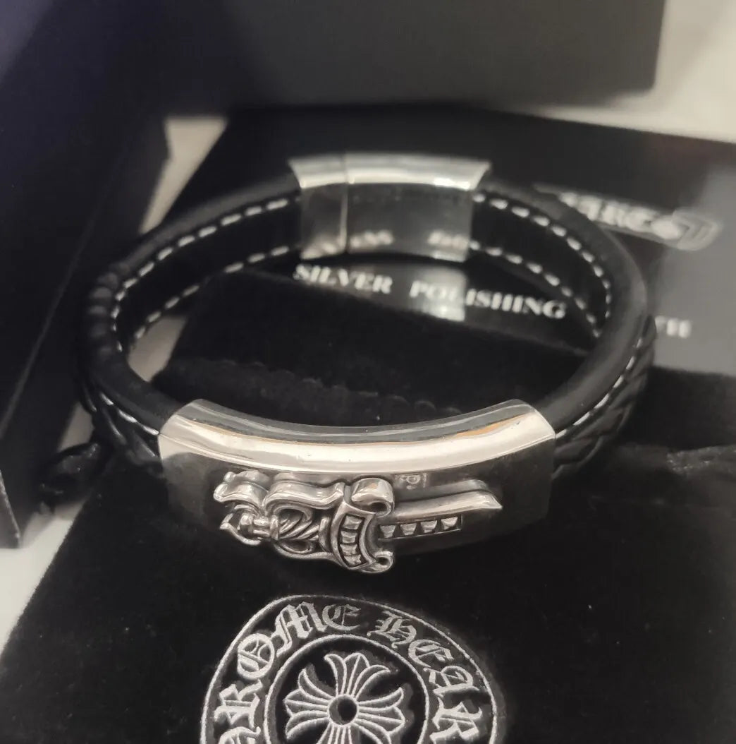 Chrome Hearts Style Leather Bracelet - Hình 5