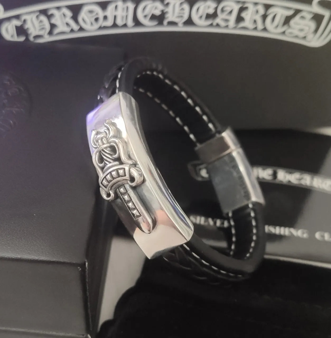 Chrome Hearts Style Leather Bracelet - Hình 9