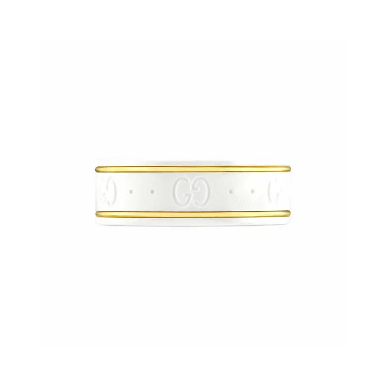 Gucci White Ceramic Gold Ring