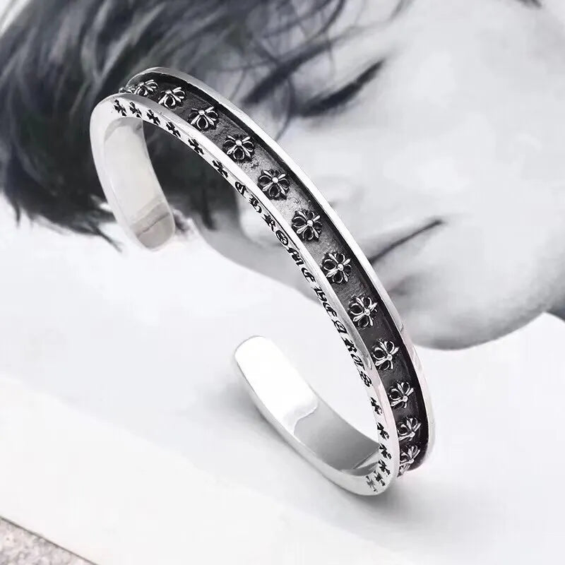 Premium Silver Cuff Bracelet with Cross Design - Hình 4