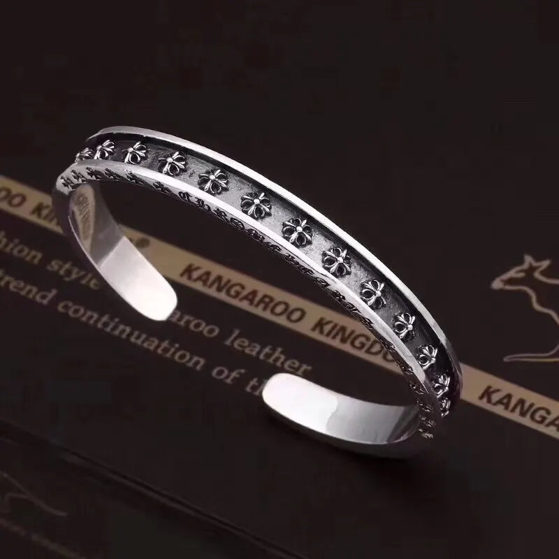 Premium Silver Cuff Bracelet with Cross Design - Hình 6