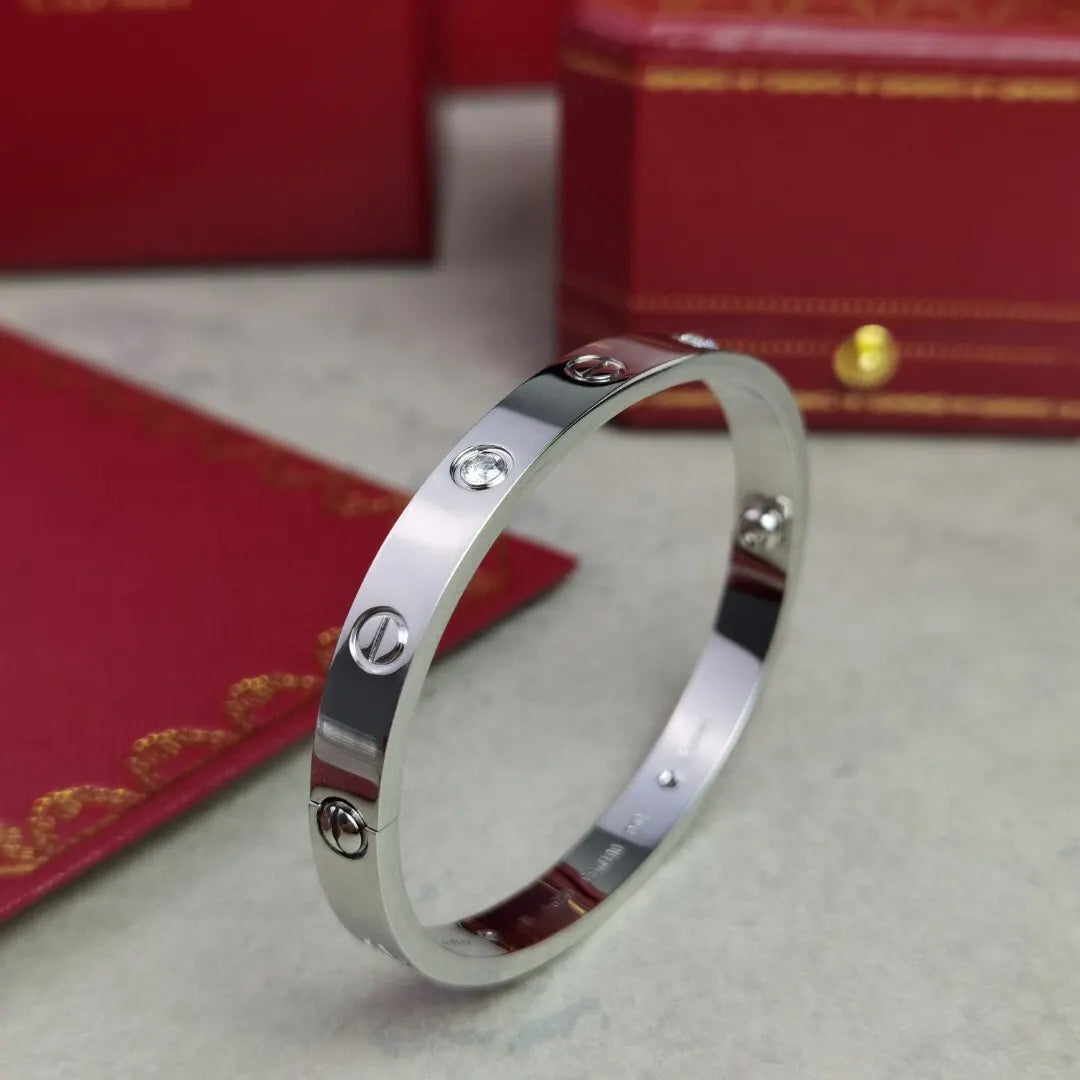 Premium Love Bracelet Silver with Diamonds - Hình 6