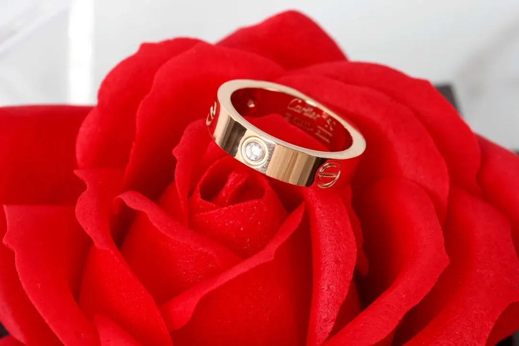 Cartier Rose Gold Diamond Ring love - Hình 4