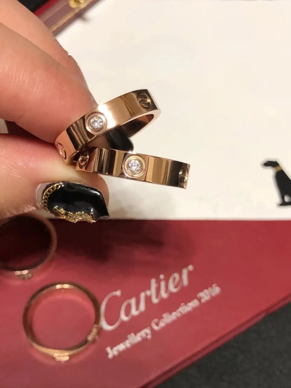 Cartier Rose Gold Diamond Ring love - Hình 5