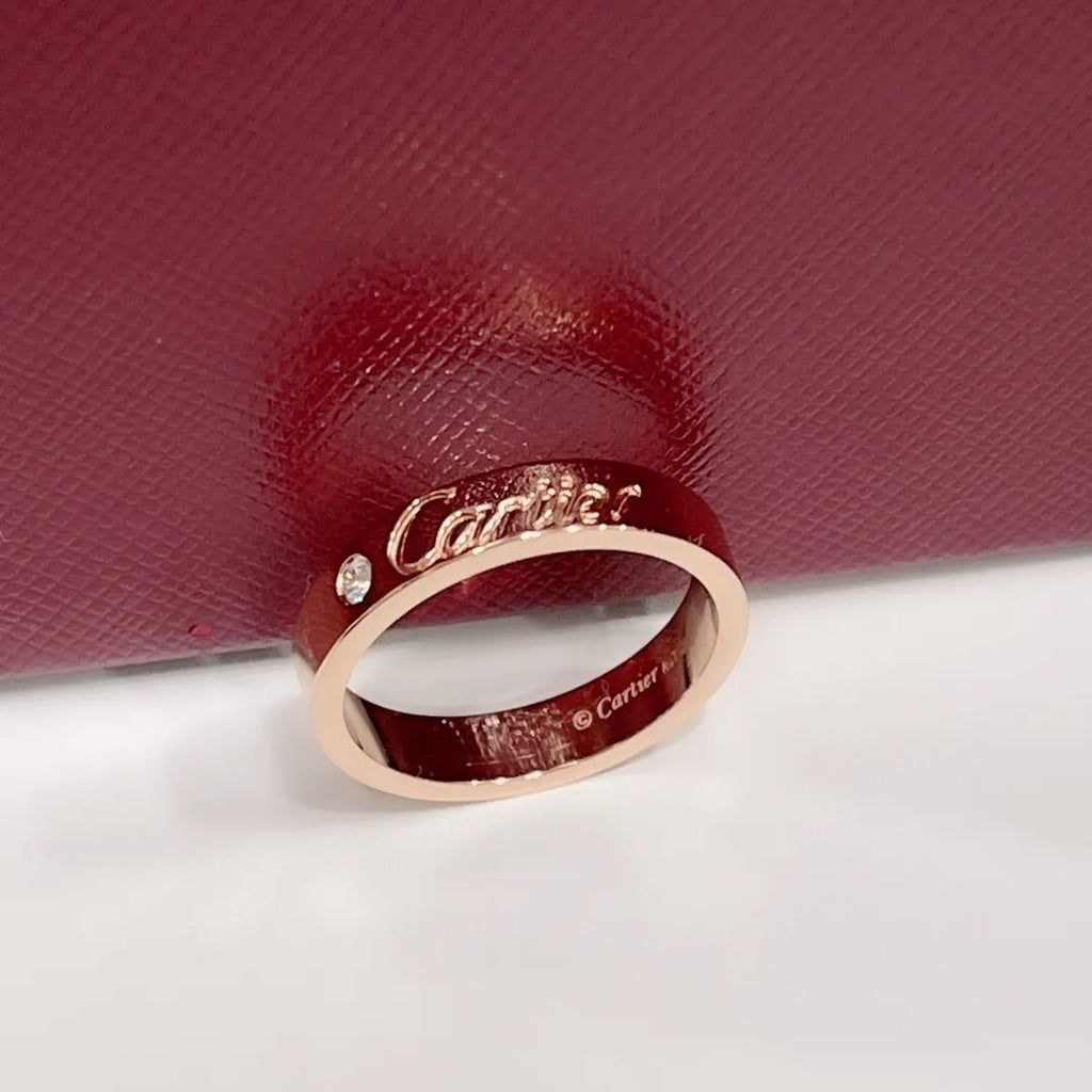 designer Cartier Rose Gold Diamond Ring - Hình 2