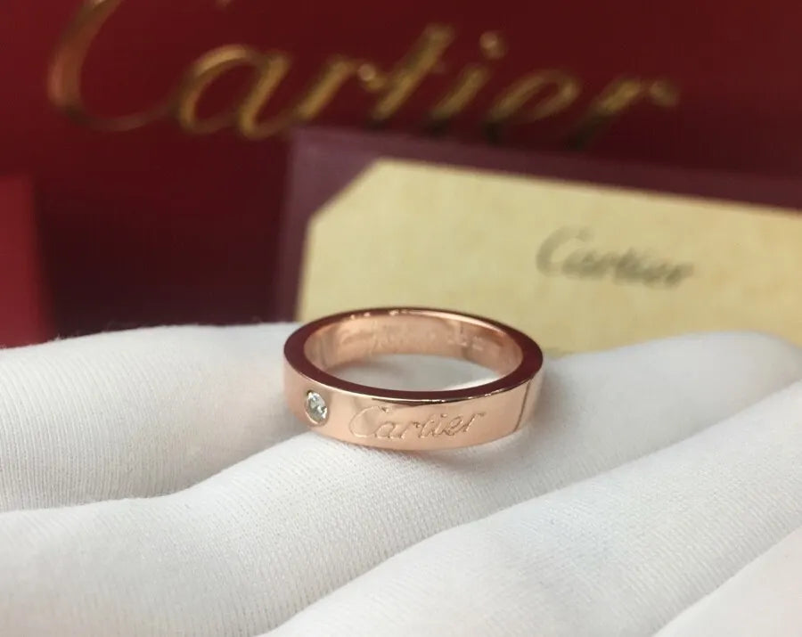 designer Cartier Rose Gold Diamond Ring - Hình 3