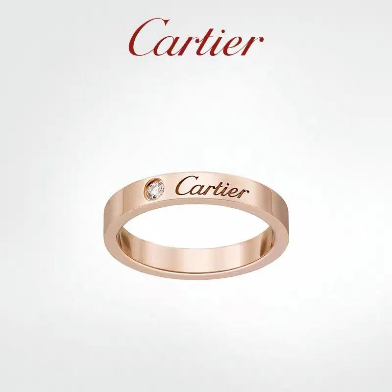 designer Cartier Rose Gold Diamond Ring - Hình 4